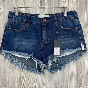 NEW! ONE TEASPOON KIDS Bonita Cutoff Denim Shorts Size 12 -14 Girls Youth Boho